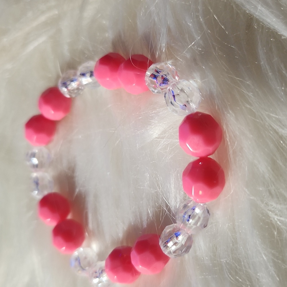 Handcrafted beaded bracelet on a stretchy cord